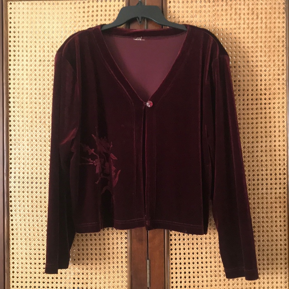 Vintage Burgundy Velvet Cardigan